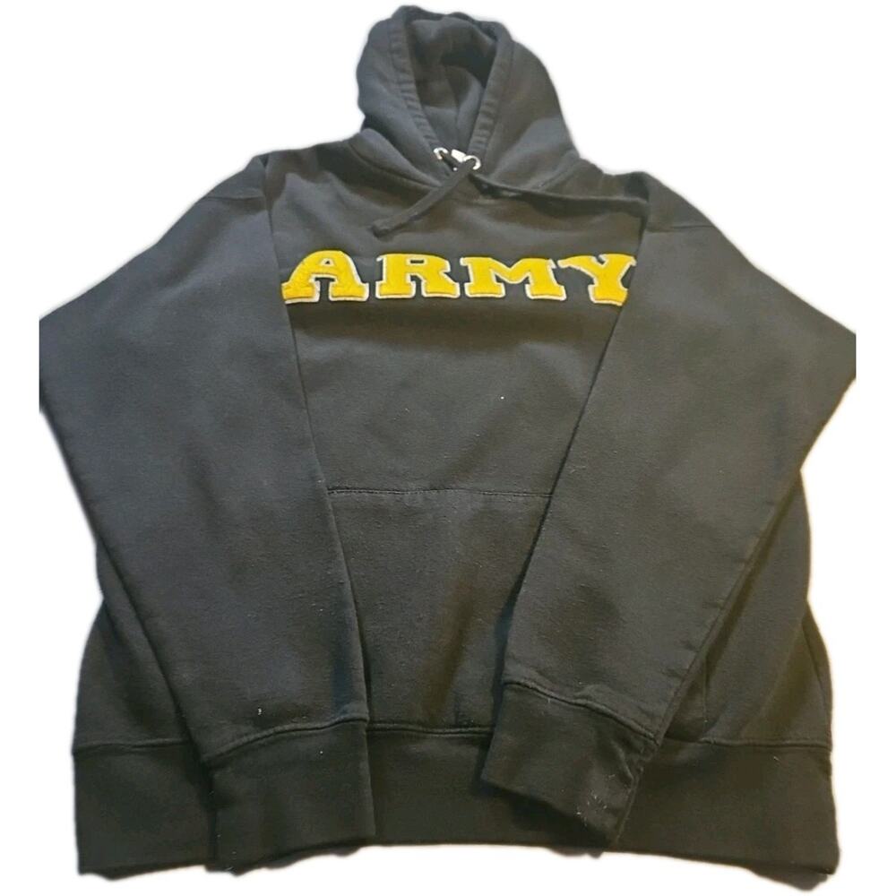 Zero Gravity Hoodie Mens Small Black Pullover Army Graphic Front Pocket